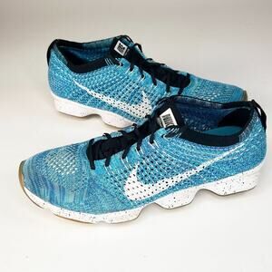 Nike Flyknit Zoom Agility Training Sneakers Shoes Gym Blue Turquoise Women 9